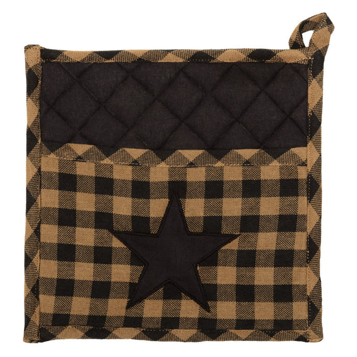 Black Star Pot Holder 8" - Primitive Star Quilt Shop