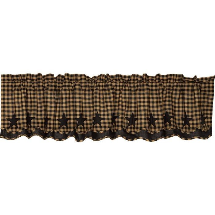 Black Star Scalloped Layered Lined Valance 72" - Primitive Star Quilt Shop