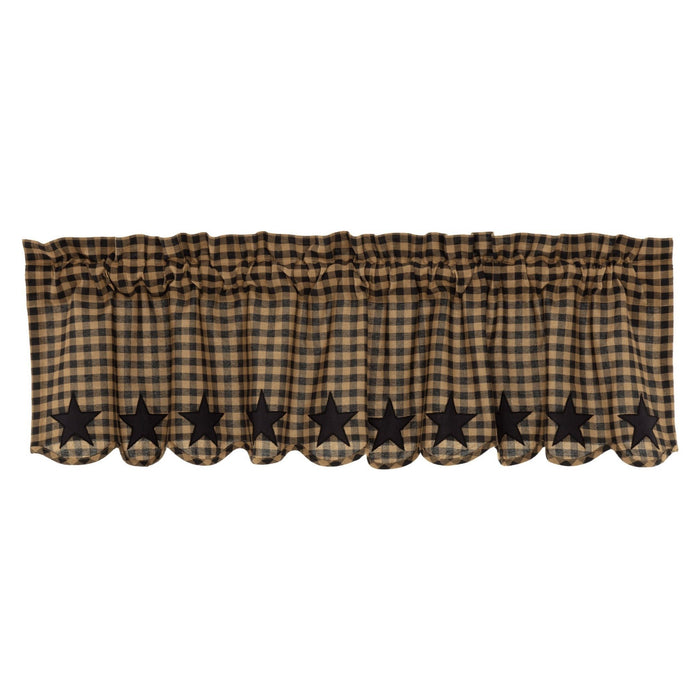 Black Star Scalloped Lined Valance 60" - Primitive Star Quilt Shop