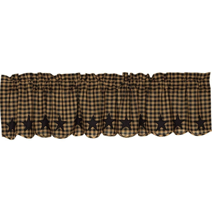 Black Star Scalloped Lined Valance 72" - Primitive Star Quilt Shop