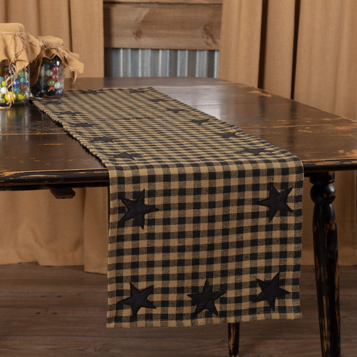 Black Star Woven Runner 13x48" - Primitive Star Quilt Shop