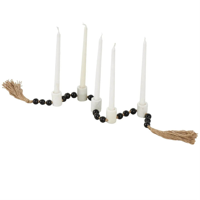 Black/White Marble Taper Candle Holder Garland 45"L
