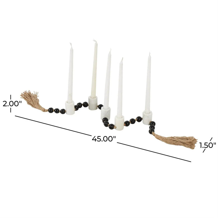 Black/White Marble Taper Candle Holder Garland 45"L