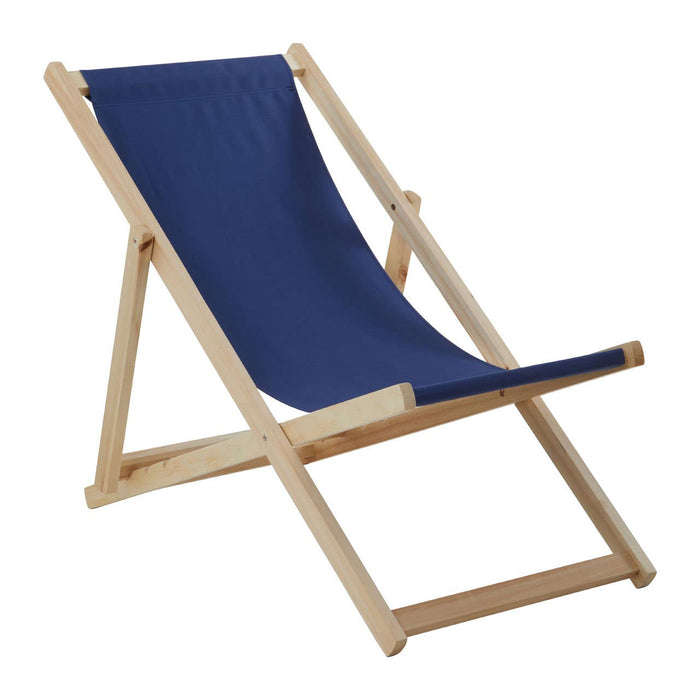 Blue Deck Chair with Wooden Frame - Modern Home Interiors