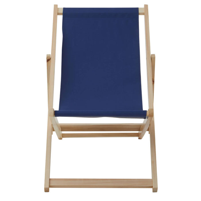 Blue Deck Chair with Wooden Frame - Modern Home Interiors