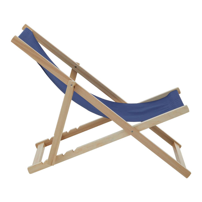Blue Deck Chair with Wooden Frame - Modern Home Interiors