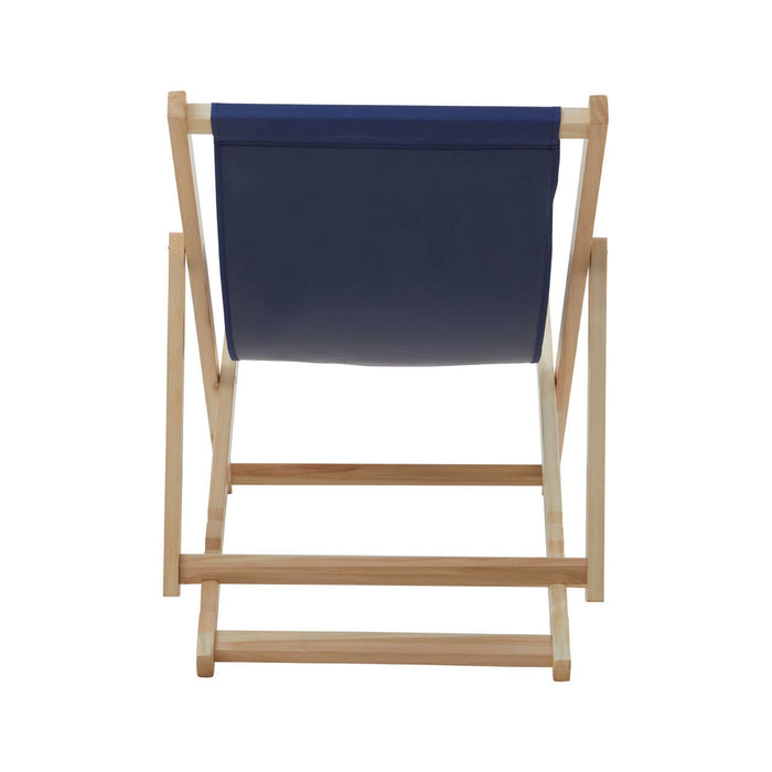 Blue Deck Chair with Wooden Frame - Modern Home Interiors