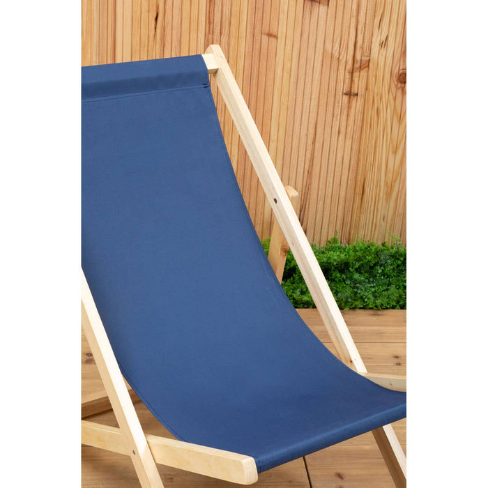 Blue Deck Chair with Wooden Frame - Modern Home Interiors