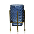 Diamond Star Blue Glass Vase on Stand 3.5"D x 7.1"H - Vases Merchandise
