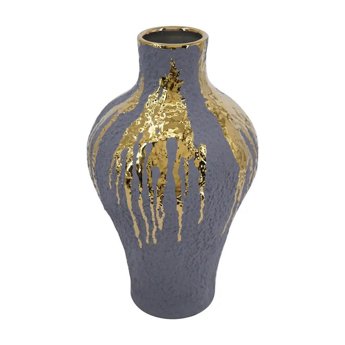 A&B Blue-Gold Ceramic Vase 9" x 9" x 16.5" - Merchandise