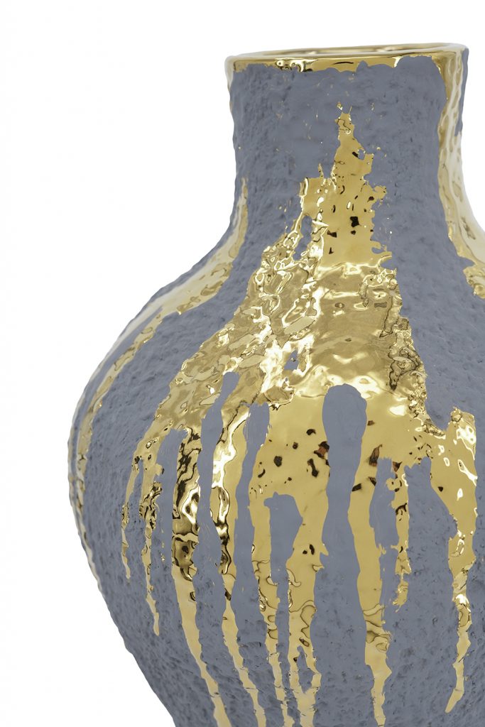 A&B Blue-Gold Ceramic Vase 9" x 9" x 16.5" - Merchandise