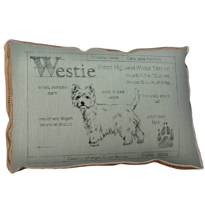Blue print Westie Pillow