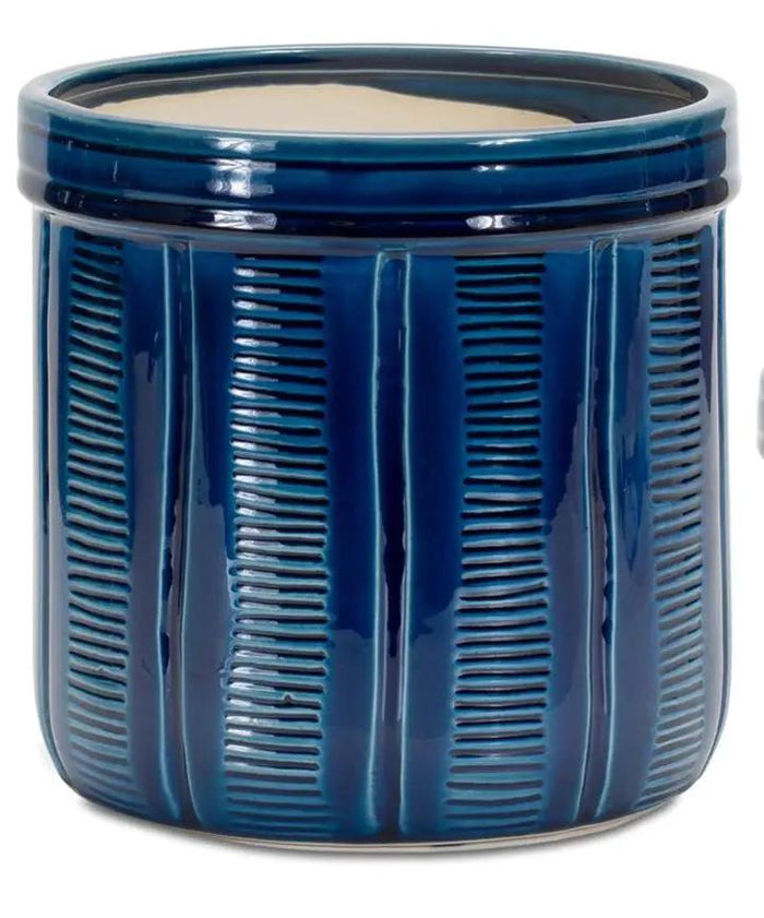 Melrose Blue Terracotta Container (3 Sizes) 5-7.5" - Vases Merchandise