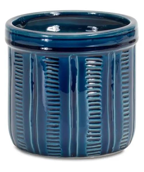 Melrose Blue Terracotta Container (3 Sizes) 5-7.5" - Vases Merchandise