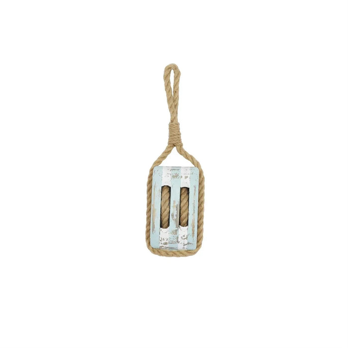Deco Marché Blue Wood Rope Pulley 14"H x 5"W - Uncategorized Merchandise