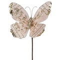 Regency Blush Sheer Organza/Sequin Butterfly Stem 17" - Seasonal & Holiday Decorations Silk