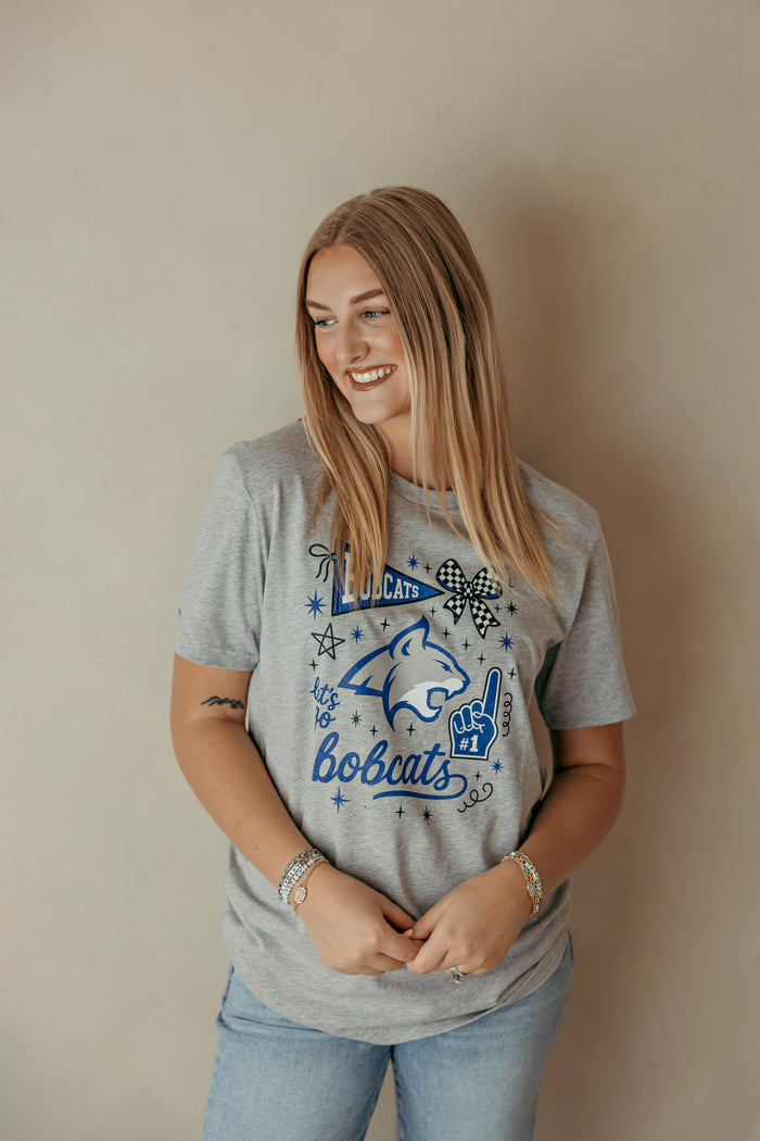 Bobcats Spirit Collage Graphic Tee Heather Grey