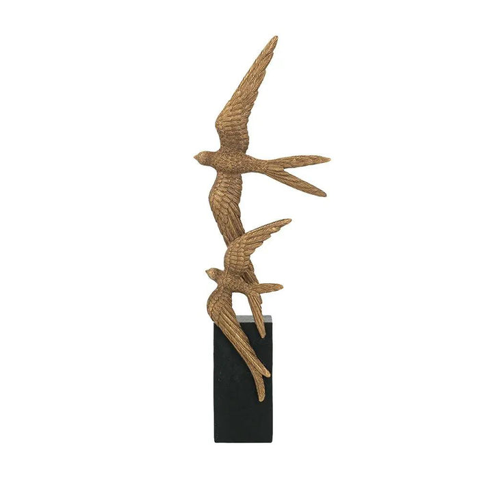 Bronze Soaring Bird Sculpture on Black Stand 15.5"