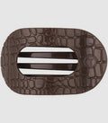 Brown Crocodile Small Flat Round Hair Clip