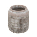 A&B Brown Sand-Cement Ribbed Vase 7" x 8" - Merchandise