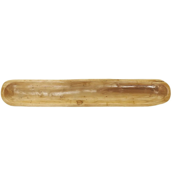 Deco Marché Brown Teak Wood Long Slim Bowl 36" x 7" x 3" - Decorative Bowls Merchandise
