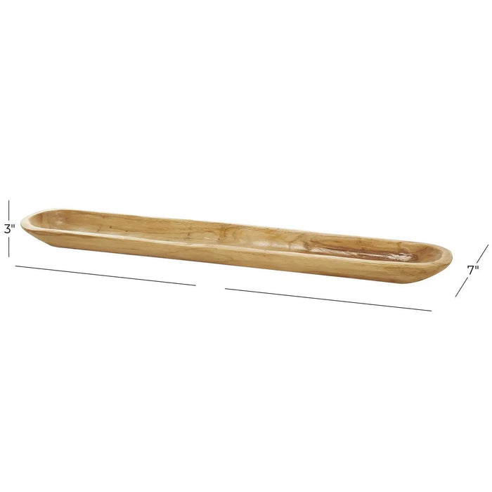 Deco Marché Brown Teak Wood Long Slim Bowl 36" x 7" x 3" - Decorative Bowls Merchandise