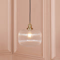 Brushed Brass Fluted Glass Pendant Ceiling Light - Modern Home Interiors
