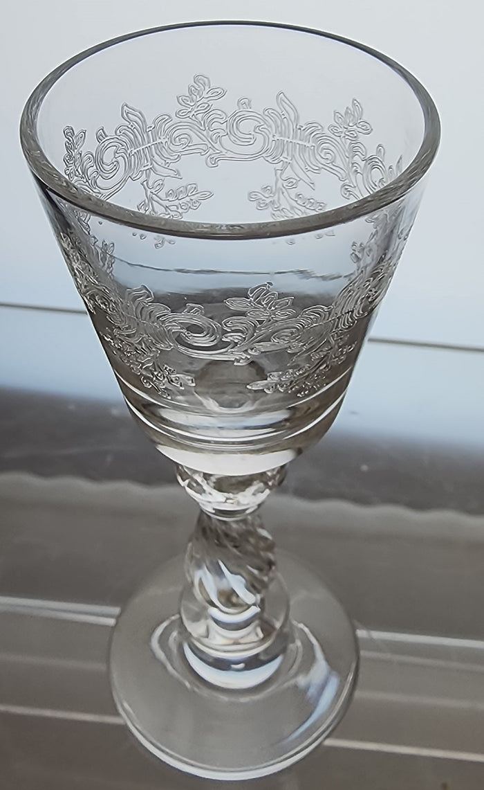 Bryce Crystal Etched floral & scrolls 942 cordial glass