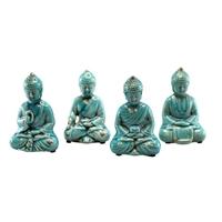 Buddha, 4in. Teal Ceramic