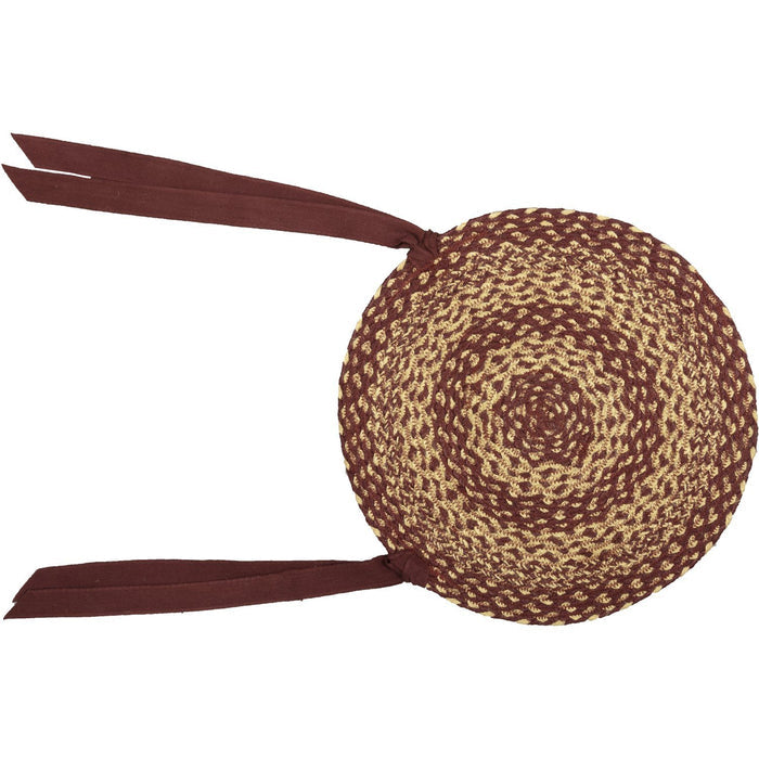 Burgundy and Tan Braided Chair Pad 15" - Set of 6 - Primitive Star Quilt Shop
