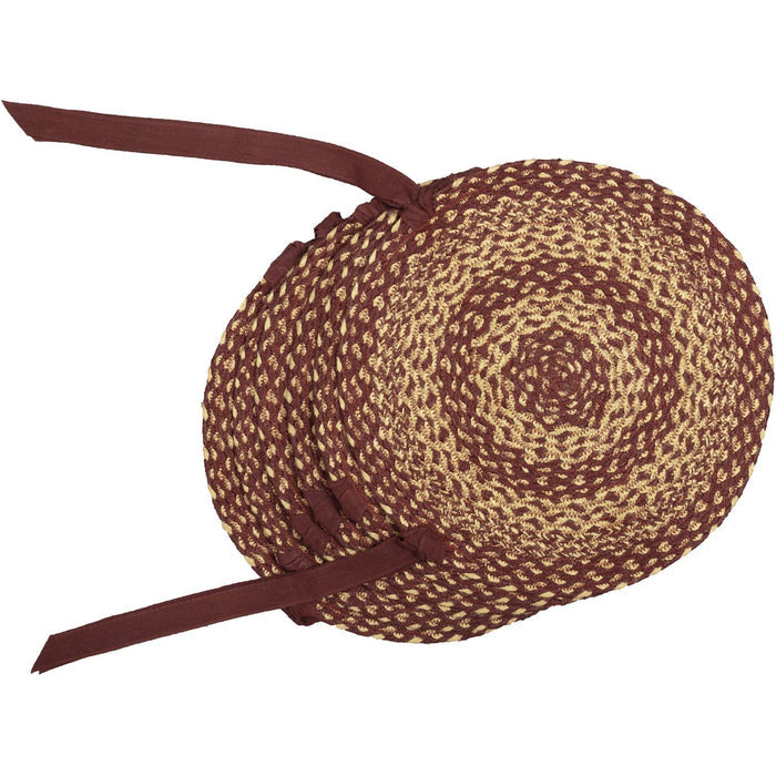 Burgundy and Tan Braided Chair Pad 15" - Set of 6 - Primitive Star Quilt Shop