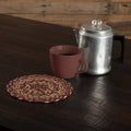 Burgundy and Tan Braided Trivet 8" - Primitive Star Quilt Shop