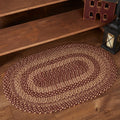 Burgundy and Tan Oval Braided Rug 24x36" - Primitive Star Quilt Shop