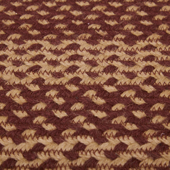 Burgundy and Tan Oval Braided Rug 24x36" - Primitive Star Quilt Shop