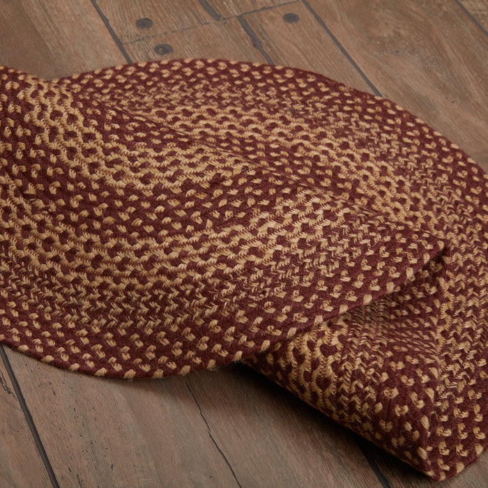 Burgundy and Tan Oval Braided Rug 24x36" - Primitive Star Quilt Shop