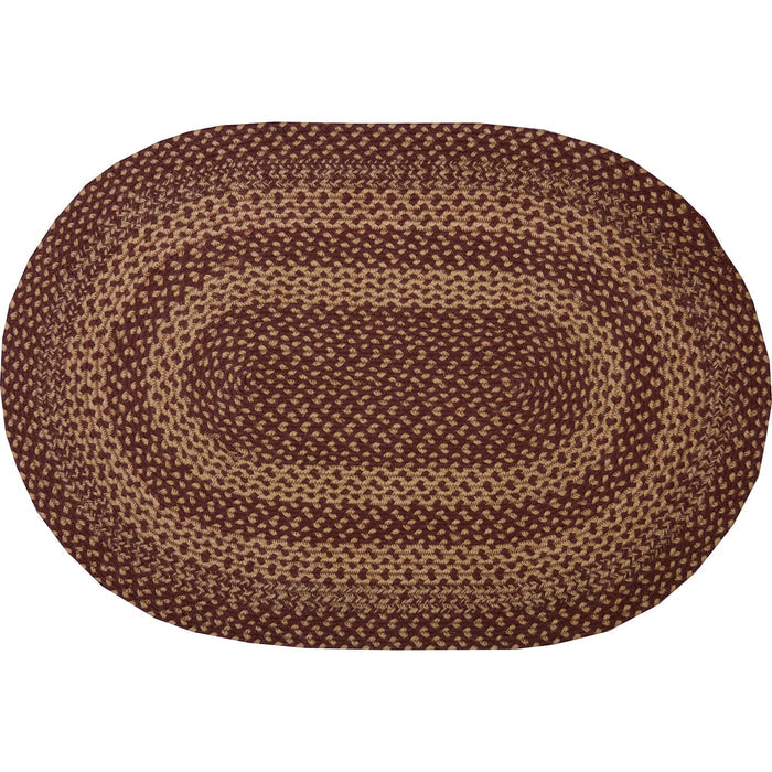 Burgundy and Tan Oval Braided Rug 24x36" - Primitive Star Quilt Shop