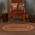 Burgundy and Tan Oval Braided Rug 27x48" - with Pad - Primitive Star Quilt Shop