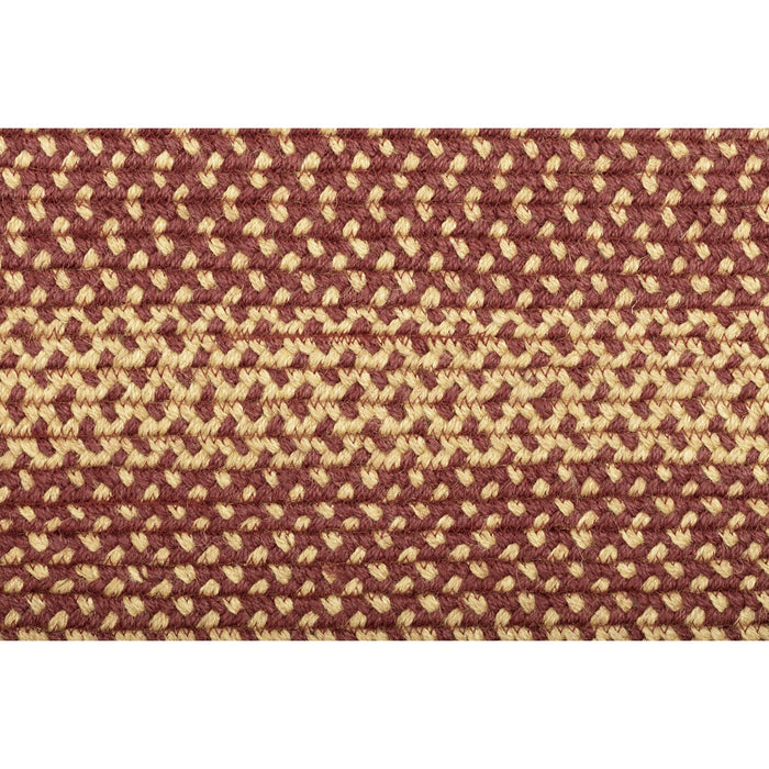Burgundy and Tan Oval Braided Rug 27x48" - with Pad - Primitive Star Quilt Shop