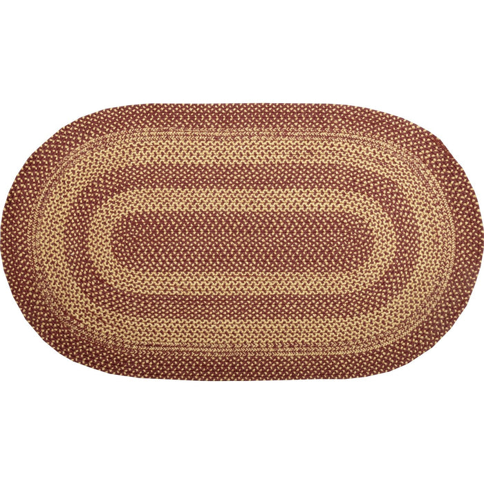Burgundy and Tan Oval Braided Rug 27x48" - with Pad - Primitive Star Quilt Shop