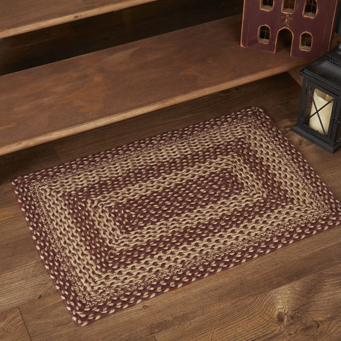 Burgundy and Tan Rectangle Braided Rug 20x30" - Primitive Star Quilt Shop