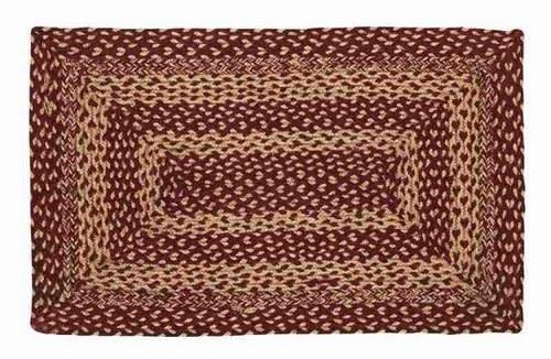 Burgundy and Tan Rectangle Braided Rug 20x30" - Primitive Star Quilt Shop