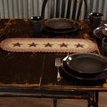 Burgundy and Tan Stencil Star Braided Runner 8x24" - Primitive Star Quilt Shop