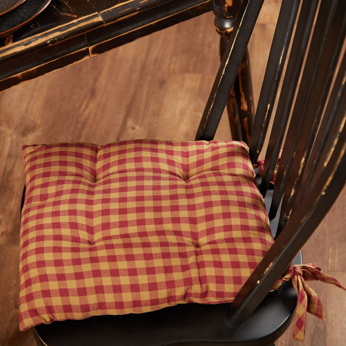 Burgundy Check Chair Pad 14" - Primitive Star Quilt Shop