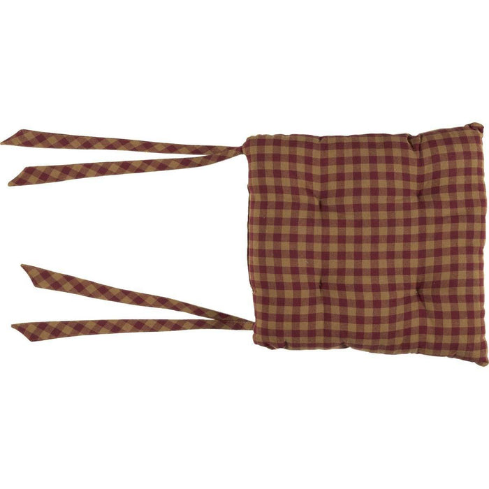Burgundy Check Chair Pad 14" - Primitive Star Quilt Shop
