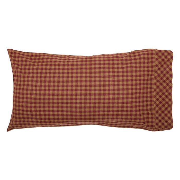 Burgundy Check King Pillow Case - Set of 2 - Primitive Star Quilt Shop