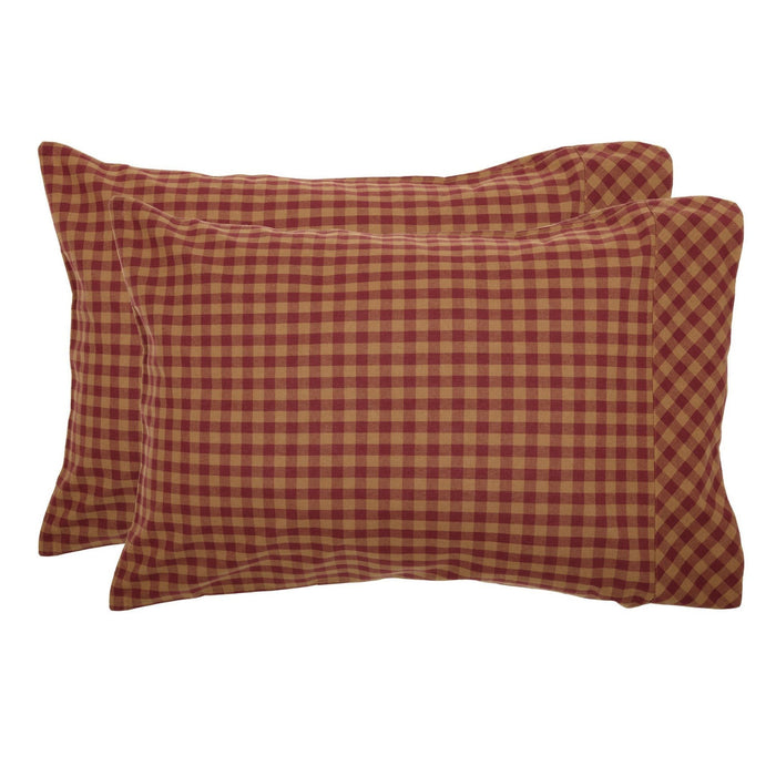 Burgundy Check Standard Pillow Case - Set of 2 - Primitive Star Quilt Shop