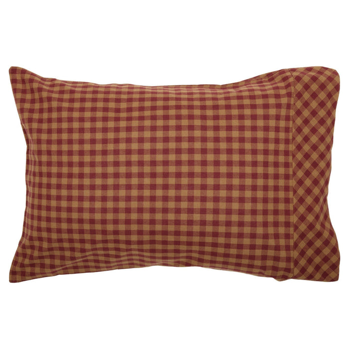 Burgundy Check Standard Pillow Case - Set of 2 - Primitive Star Quilt Shop