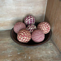 Burgundy Rag Balls - Set of 6 - Primitive Star Quilt Shop
