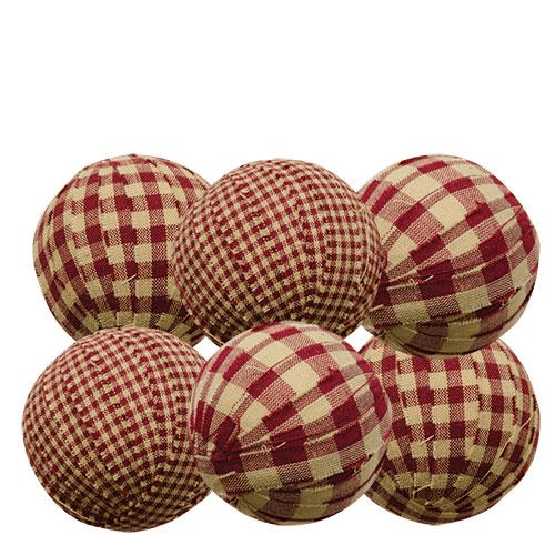 Burgundy Rag Balls - Set of 6 - Primitive Star Quilt Shop