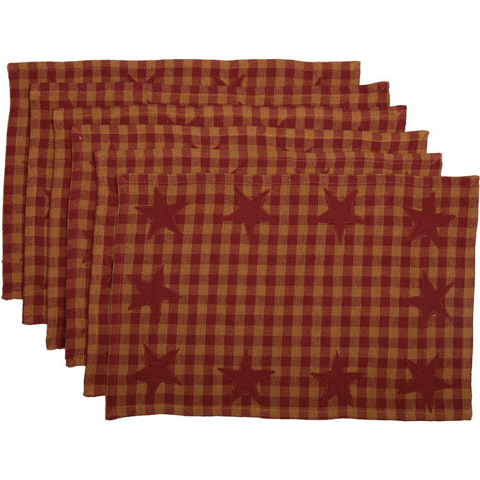 Burgundy Star Placemat - Set of 6 - Primitive Star Quilt Shop